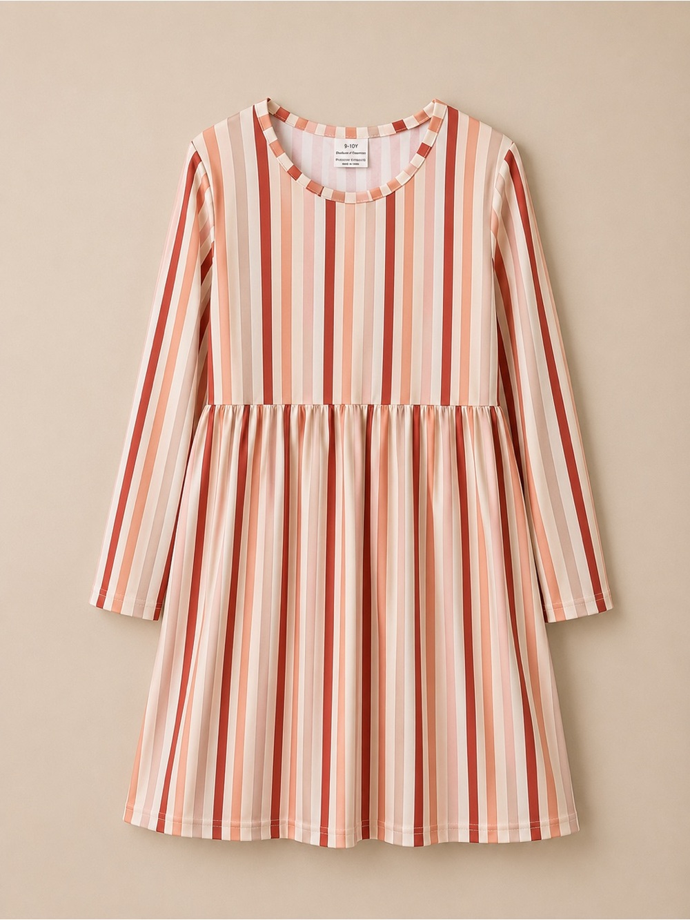 Rylee Faith Girls' Holidays Striped Long-Sleeve Dress